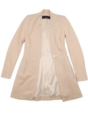 Zara Basic Cream Tailored Coat XS Minimal Classic